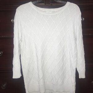 white diamond-stitched sweater